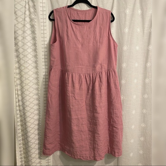 LinenbyMN Dresses & Skirts - Pink Linen Midi Dress